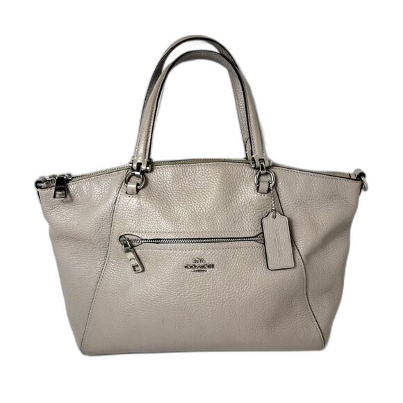 Coach Prairie Beige Taupe Pebble Leather Satchel Handbag #79997 - Picture 1 of 13